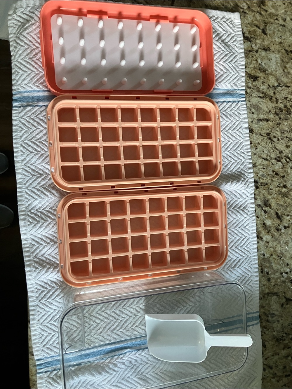 Peach Silicone Ice Cube Tray Set with Scoop